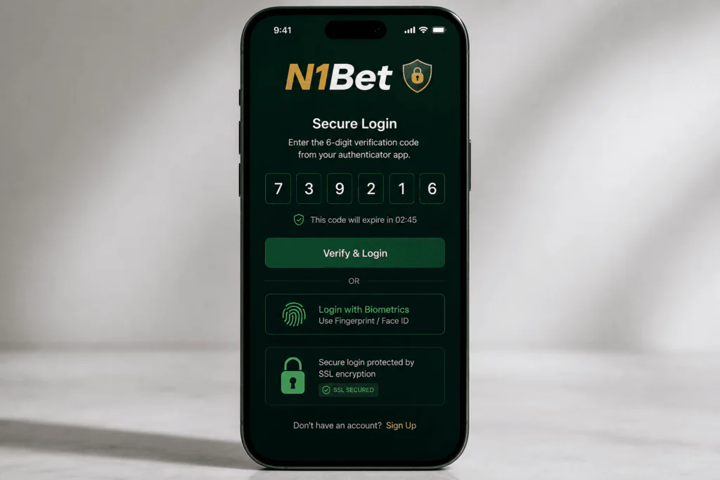 Two-factor authentication and SSL security setup in N1Bet mobile app - n1bett.de