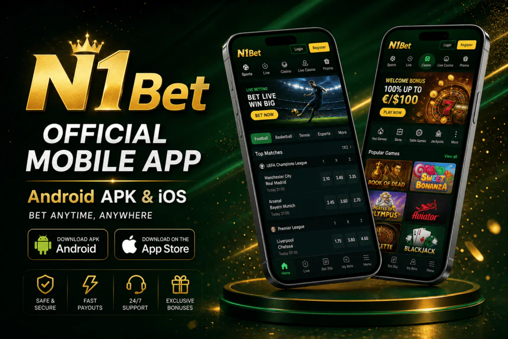 Official N1Bet mobile app download banner at N1Bet Casino Mobile App page - n1bett.de